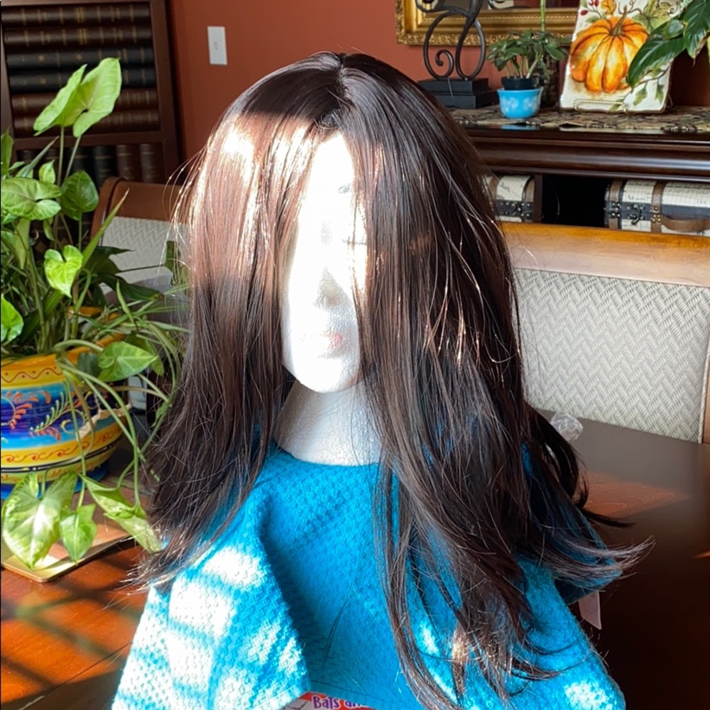 Wig with natural part in front
